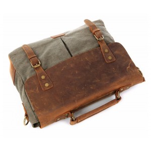 AT1 MESSENGER I VINTAGE™ Mallette porte-documents en canvas et cuir naturel, sac à bandoulière 5 couleurs 